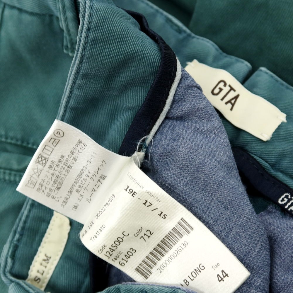 【中古】ジーティーアー G.T.A BYLON B LONG ストレッチ コットン カジュアルスラックスパンツ グリーン系【サイズ44】【 状態ランクC 】【 メンズ 】