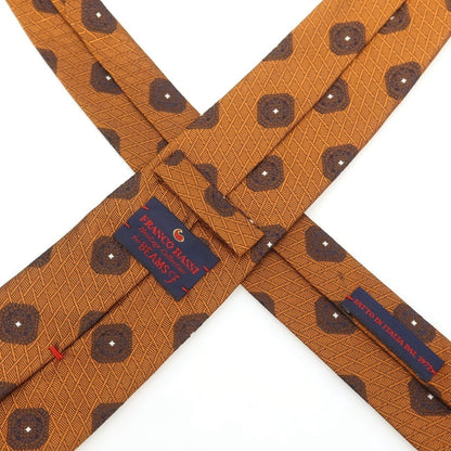 【中古】フランコバッシ FRANCO BASSI シルク 無地ネクタイ オレンジxブラウン【 状態ランクA 】【 メンズ 】