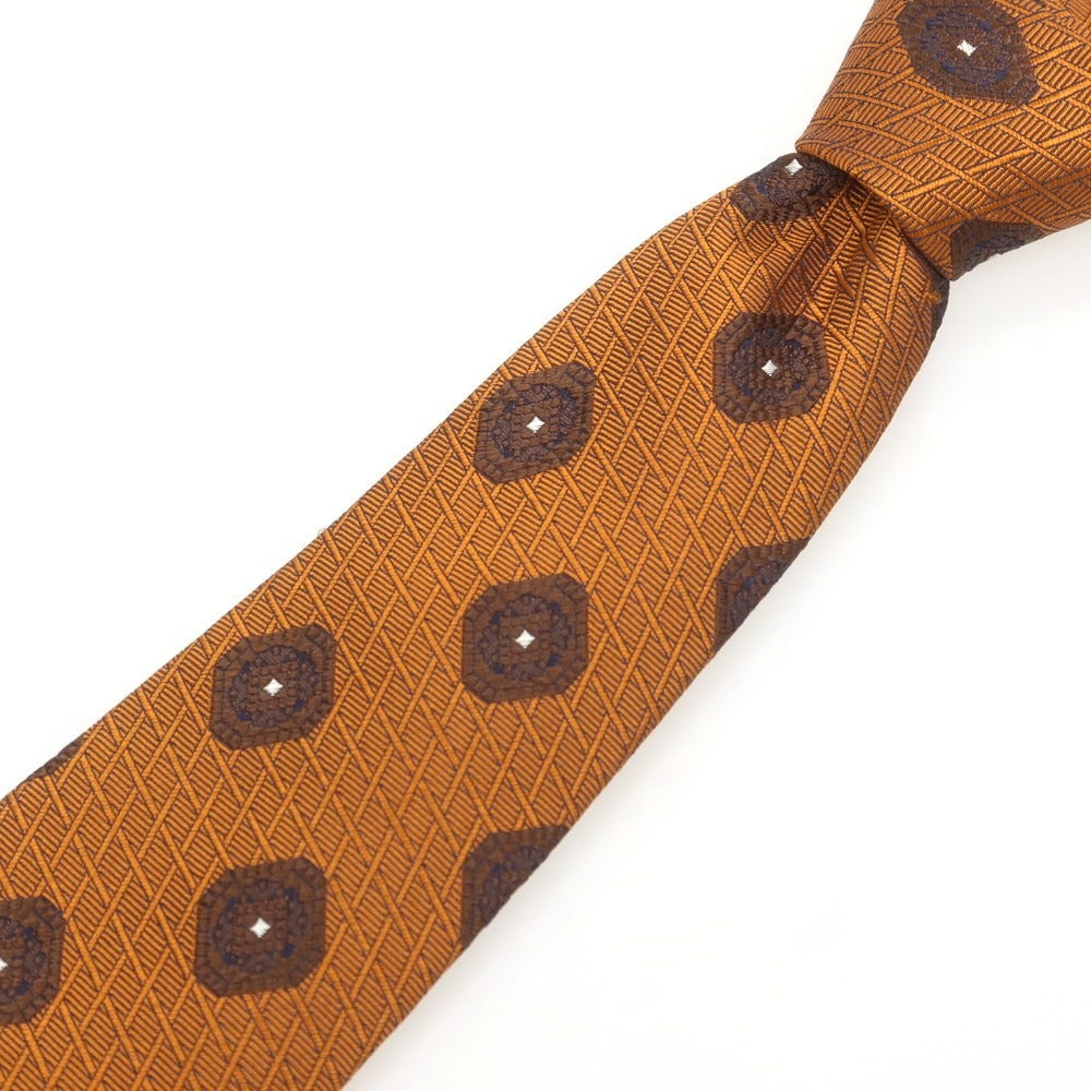 【中古】フランコバッシ FRANCO BASSI シルク 無地ネクタイ オレンジxブラウン【 状態ランクA 】【 メンズ 】