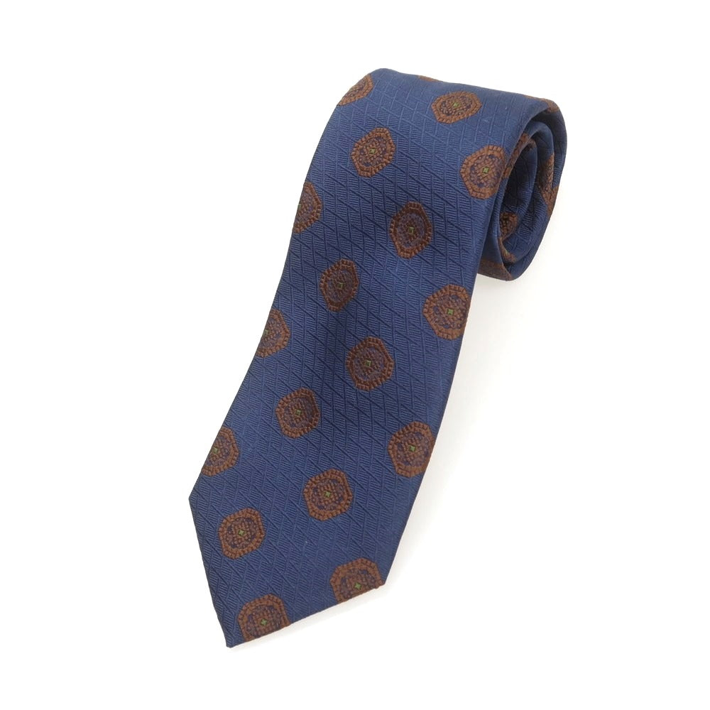 【中古】フランコバッシ FRANCO BASSI シルク 無地ネクタイ ネイビーxブラウン【 状態ランクA 】【 メンズ 】