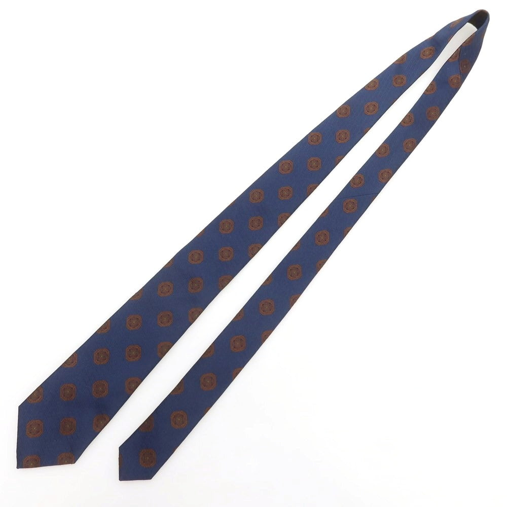 【中古】フランコバッシ FRANCO BASSI シルク 無地ネクタイ ネイビーxブラウン【 状態ランクA 】【 メンズ 】