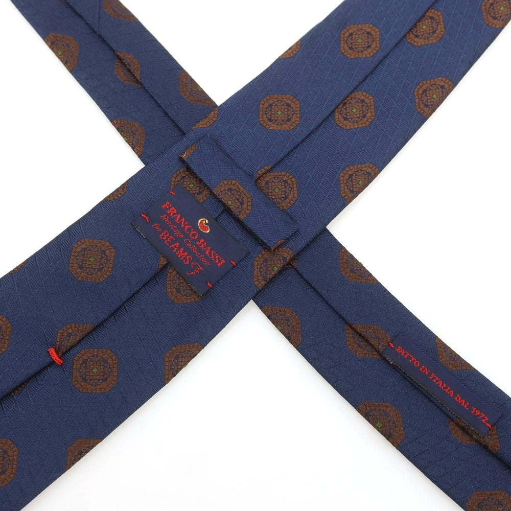 【中古】フランコバッシ FRANCO BASSI シルク 無地ネクタイ ネイビーxブラウン【 状態ランクA 】【 メンズ 】
