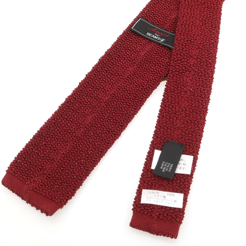 【中古】アスコット ASCOT シルク ニットタイ ワインレッド【 状態ランクA 】【 メンズ 】
