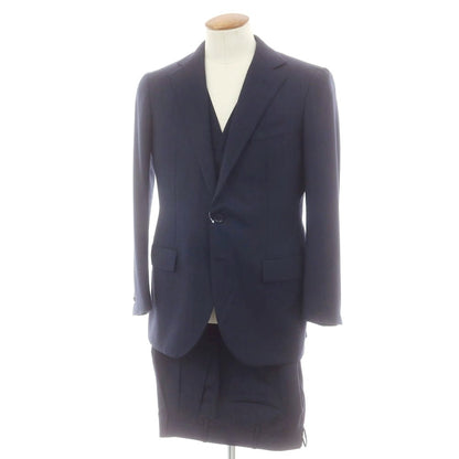 【中古】ペコラ 銀座 PECORA GINZA ウール系 スリーピース 3つボタンスーツ ネイビー【 表記なし（M位） 】【 状態ランクB 】【 メンズ 】