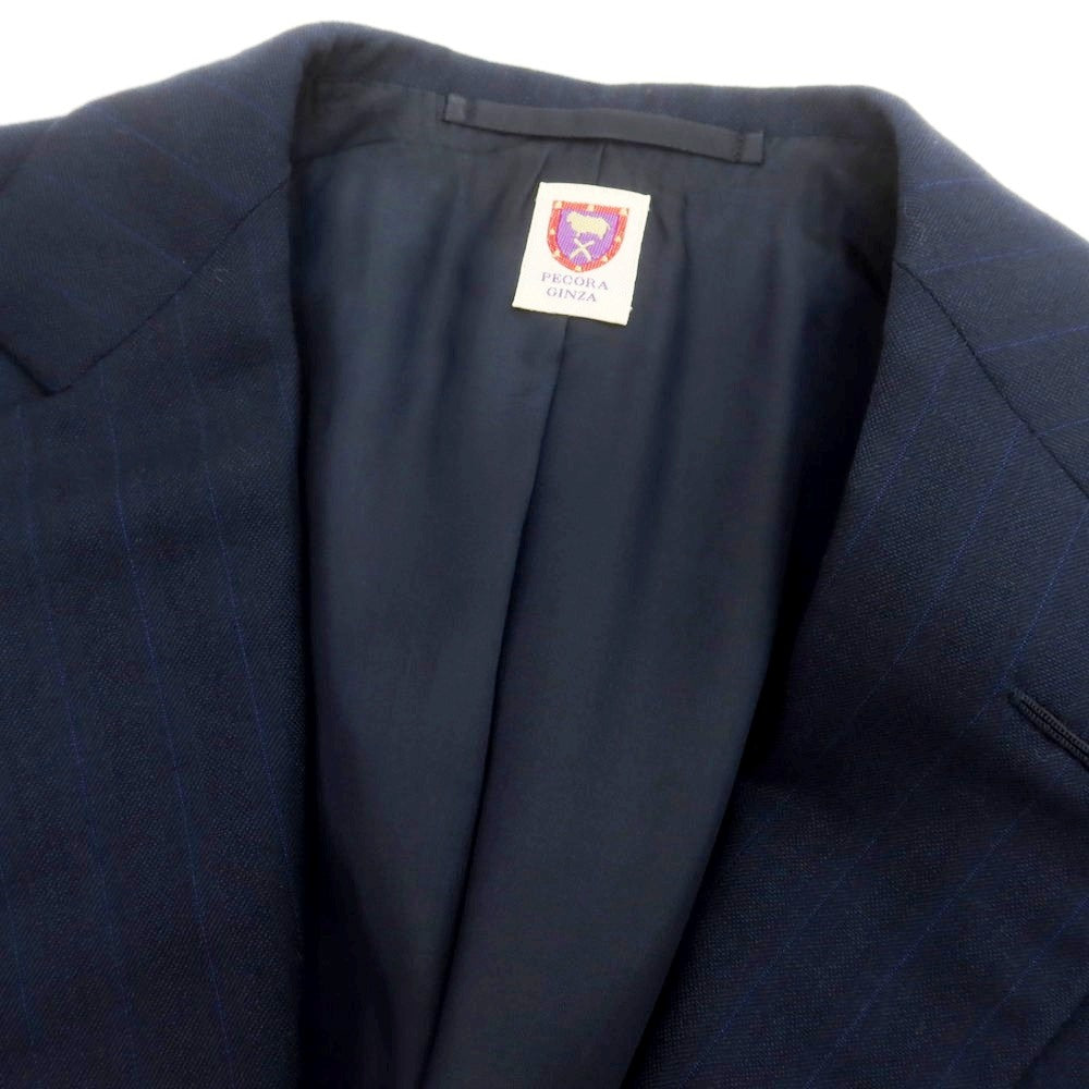 【中古】ペコラ 銀座 PECORA GINZA ウール系 スリーピース 3つボタンスーツ ネイビー【 表記なし（M位） 】【 状態ランクB 】【 メンズ 】