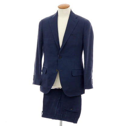 【中古】ラルディーニ LARDINI リネン 3つボタンスーツ ネイビー【サイズ46】【 状態ランクC 】【 メンズ 】