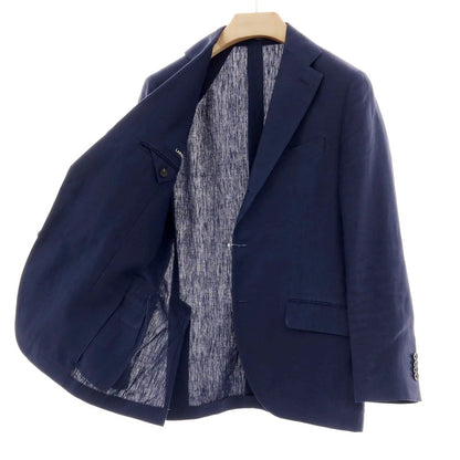 【中古】ラルディーニ LARDINI リネン 3つボタンスーツ ネイビー【サイズ46】【 状態ランクC 】【 メンズ 】