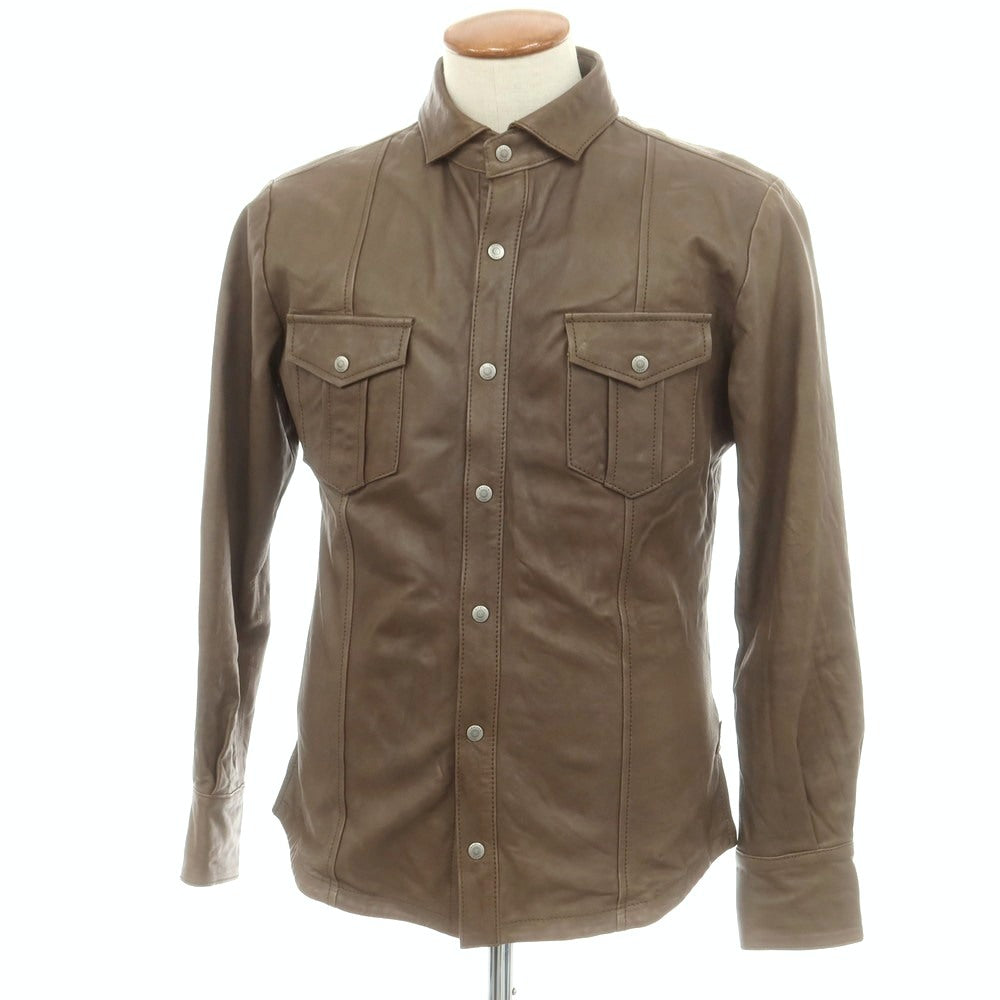 【中古】エポカウォモ EPOCA UOMO ラムレザー シャツジャケット アッシュブラウン【 46 】【 状態ランクC 】【 メンズ 】