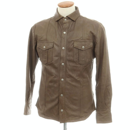 【中古】エポカウォモ EPOCA UOMO ラムレザー シャツジャケット アッシュブラウン【 46 】【 状態ランクC 】【 メンズ 】