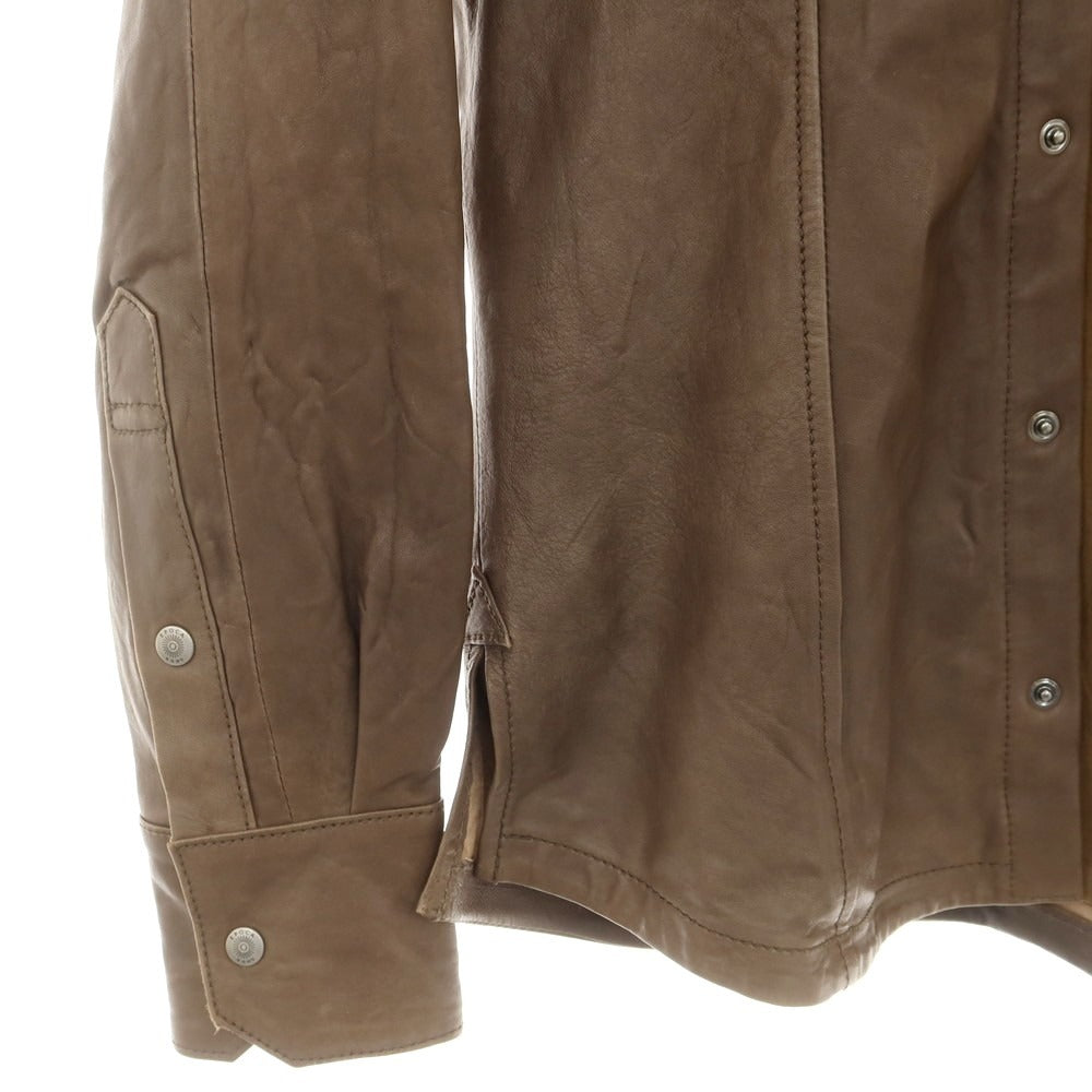 【中古】エポカウォモ EPOCA UOMO ラムレザー シャツジャケット アッシュブラウン【 46 】【 状態ランクC 】【 メンズ 】