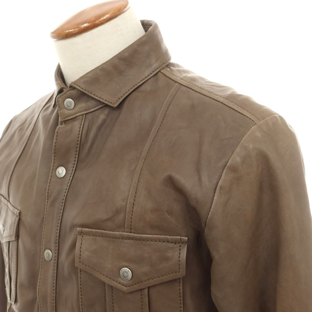 【中古】エポカウォモ EPOCA UOMO ラムレザー シャツジャケット アッシュブラウン【 46 】【 状態ランクC 】【 メンズ 】