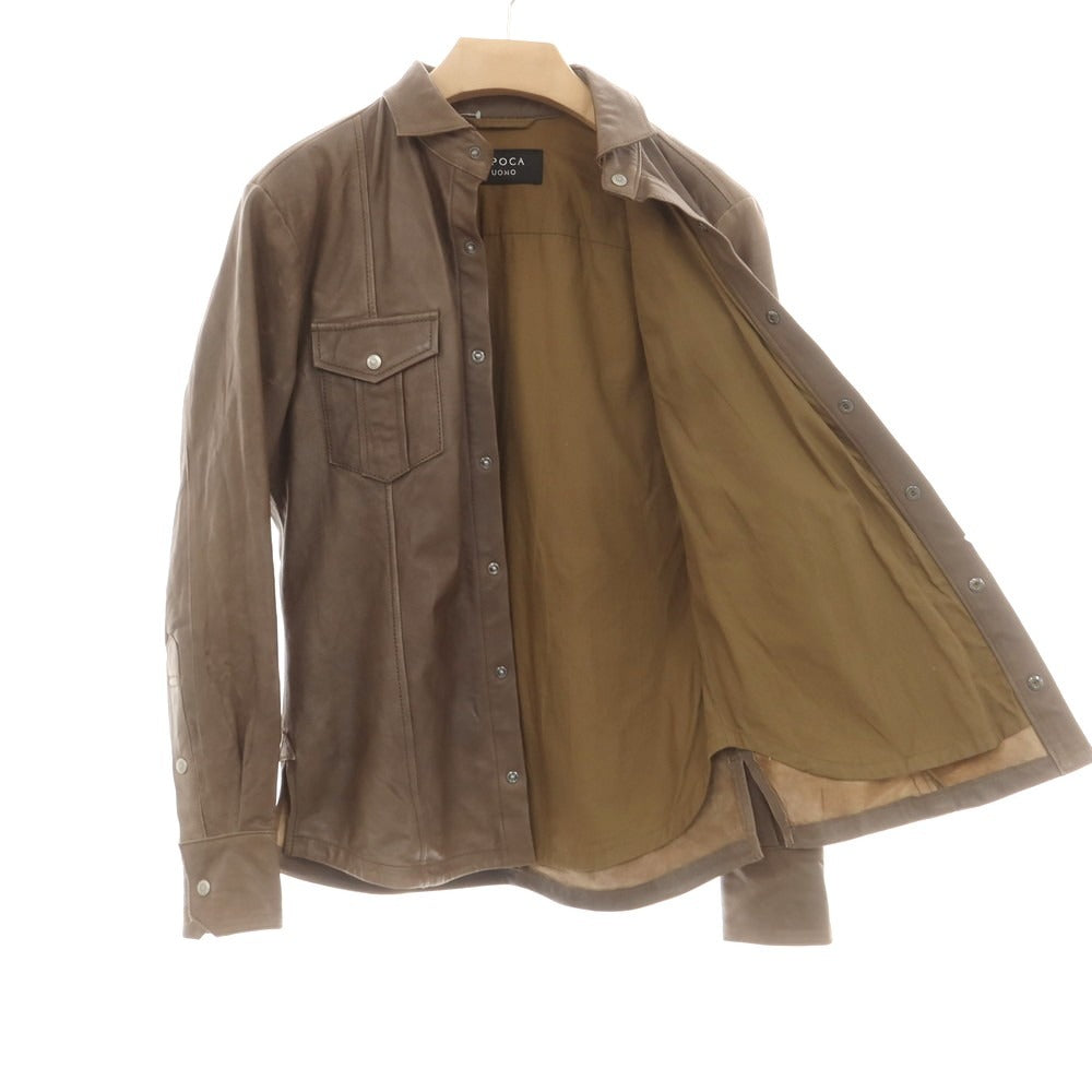 【中古】エポカウォモ EPOCA UOMO ラムレザー シャツジャケット アッシュブラウン【 46 】【 状態ランクC 】【 メンズ 】