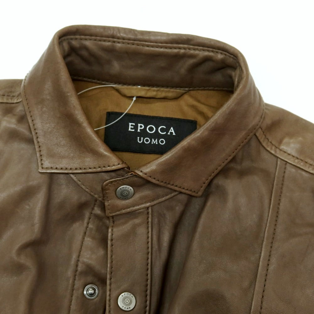 【中古】エポカウォモ EPOCA UOMO ラムレザー シャツジャケット アッシュブラウン【 46 】【 状態ランクC 】【 メンズ 】