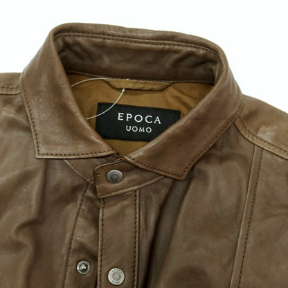 【中古】エポカウォモ EPOCA UOMO ラムレザー シャツジャケット アッシュブラウン【 46 】【 状態ランクC 】【 メンズ 】