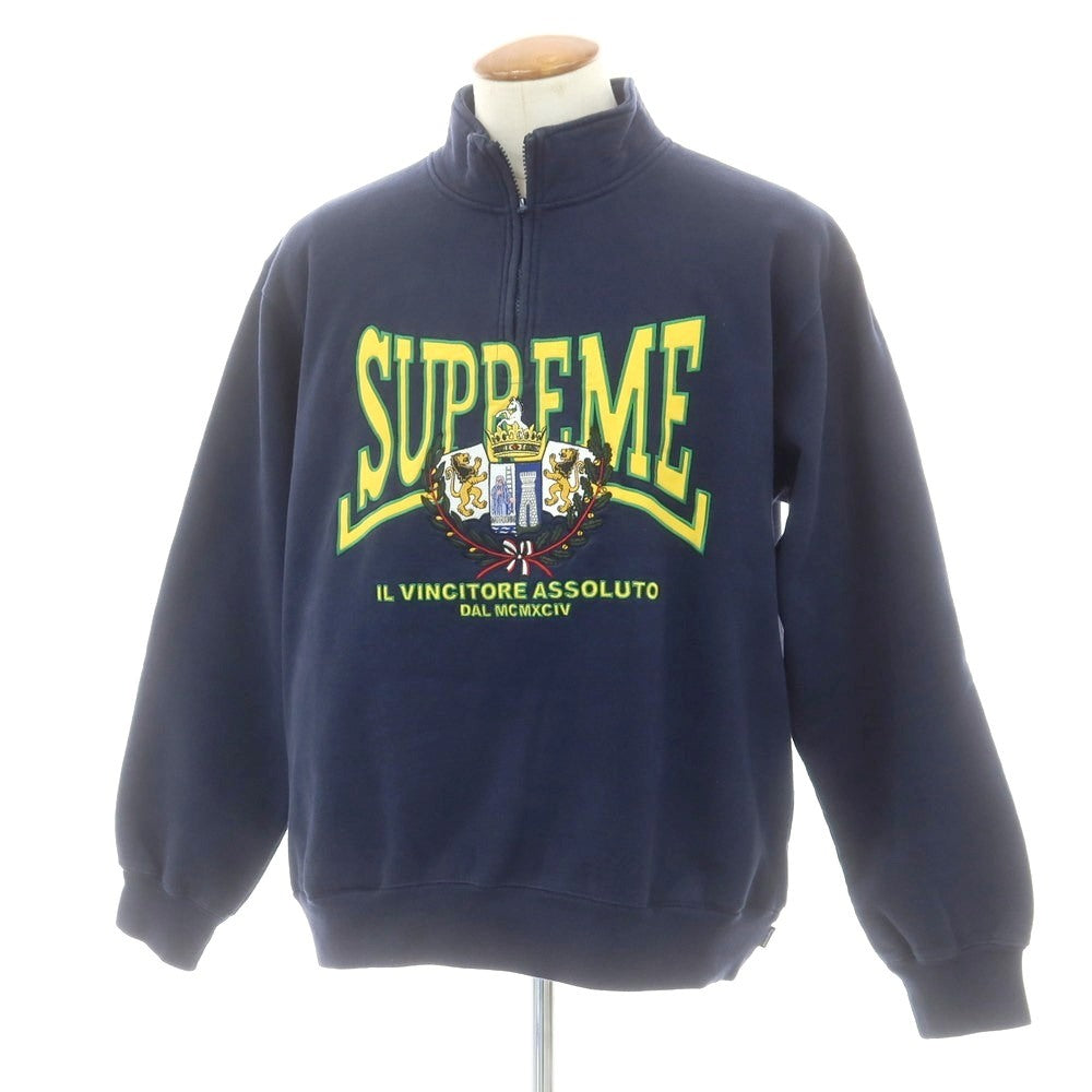 【中古】シュプリーム Supreme 2025年秋冬 Crest Applique Half Zip Pullover スウェット ネイビー【 M 】【 状態ランクC 】【 メンズ 】