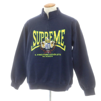 【中古】シュプリーム Supreme 2025年秋冬 Crest Applique Half Zip Pullover スウェット ネイビー【 M 】【 状態ランクC 】【 メンズ 】