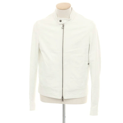 【中古】エンメティ EMMETI ラムスキン シングル ライダースジャケット ホワイト【 46 】【 状態ランクB 】【 メンズ 】