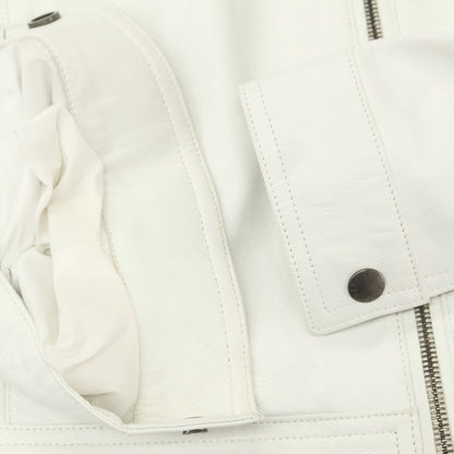 【中古】エンメティ EMMETI ラムスキン シングル ライダースジャケット ホワイト【 46 】【 状態ランクB 】【 メンズ 】