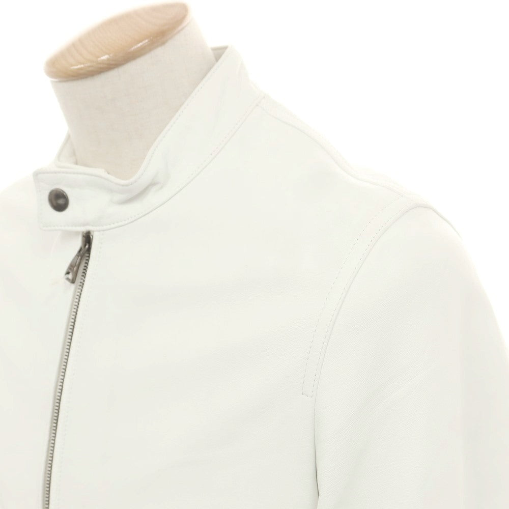 【中古】エンメティ EMMETI ラムスキン シングル ライダースジャケット ホワイト【 46 】【 状態ランクB 】【 メンズ 】