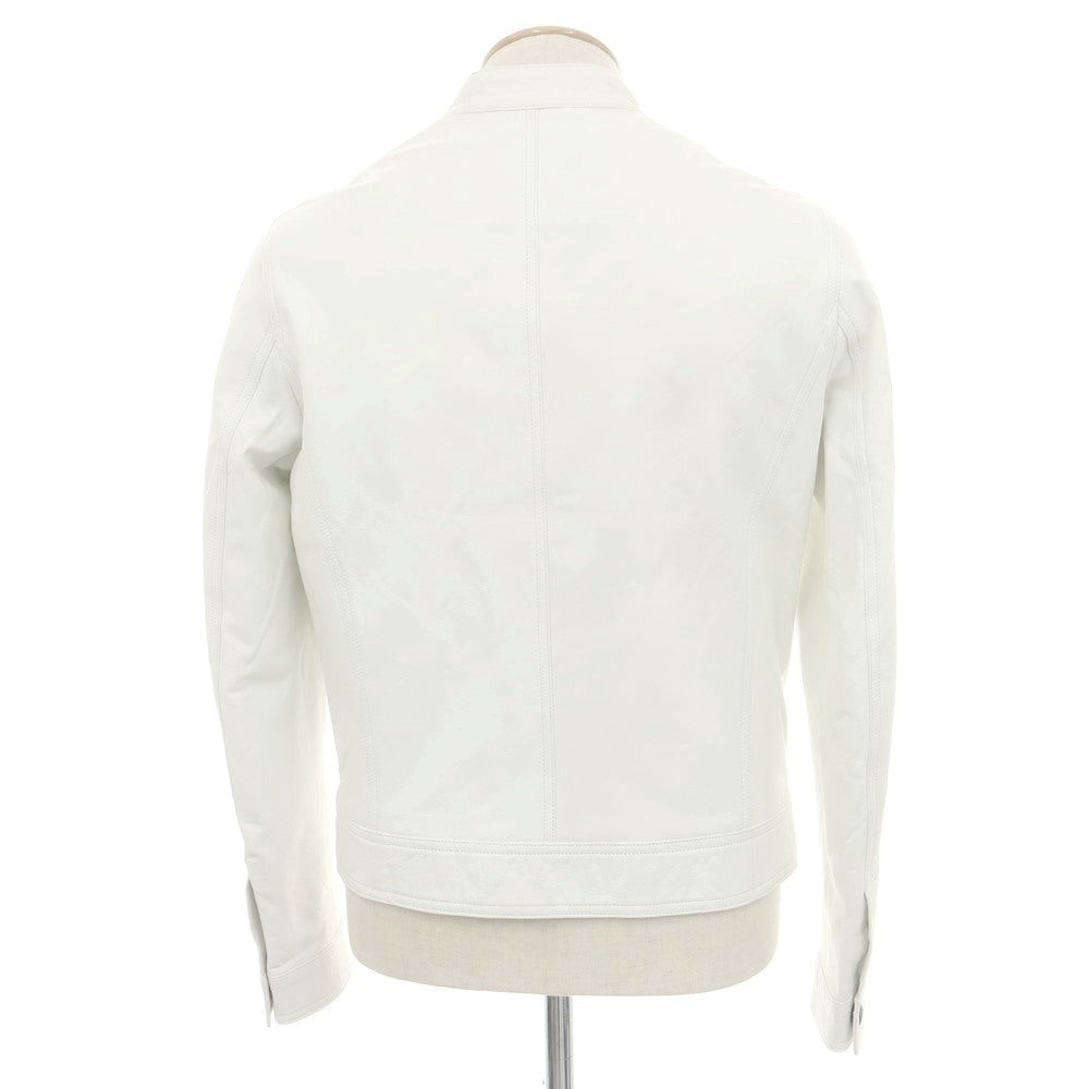 【中古】エンメティ EMMETI ラムスキン シングル ライダースジャケット ホワイト【 46 】【 状態ランクB 】【 メンズ 】