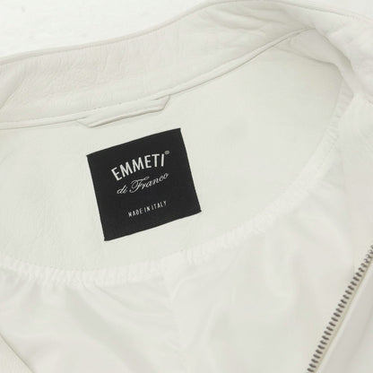 【中古】エンメティ EMMETI ラムスキン シングル ライダースジャケット ホワイト【 46 】【 状態ランクB 】【 メンズ 】
