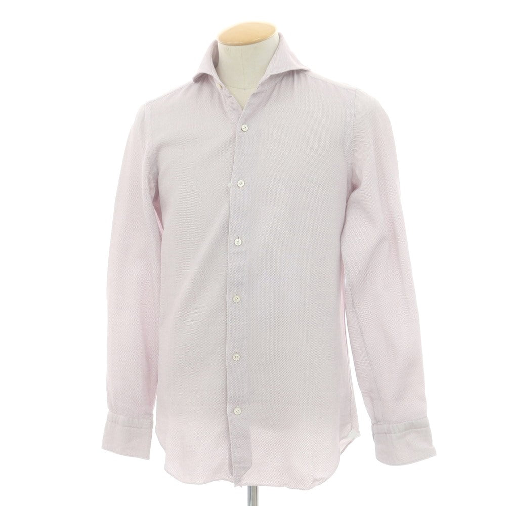 【中古】フィナモレ Finamore コットン ホリゾンタルカラー ドレスシャツ パープルxホワイト【 38 】【 状態ランクB 】【 メンズ 】