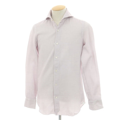 【中古】フィナモレ Finamore コットン ホリゾンタルカラー ドレスシャツ パープルxホワイト【 38 】【 状態ランクB 】【 メンズ 】