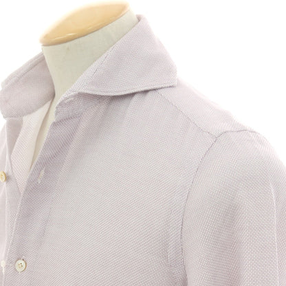 【中古】フィナモレ Finamore コットン ホリゾンタルカラー ドレスシャツ パープルxホワイト【 38 】【 状態ランクB 】【 メンズ 】
