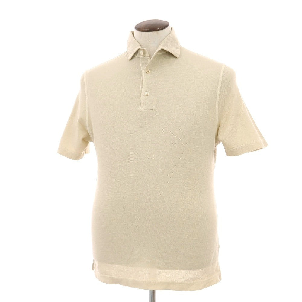 【中古】フィリッポ デ ローレンティス FILIPPO DE LAURENTIIS 製品染め 鹿の子 コットン 半袖ポロシャツ ベージュ【サイズ50】【 状態ランクB 】【 メンズ 】
