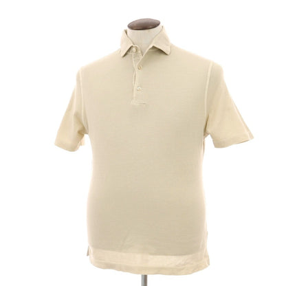 【中古】フィリッポ デ ローレンティス FILIPPO DE LAURENTIIS 製品染め 鹿の子 コットン 半袖ポロシャツ ベージュ【サイズ50】【 状態ランクB 】【 メンズ 】