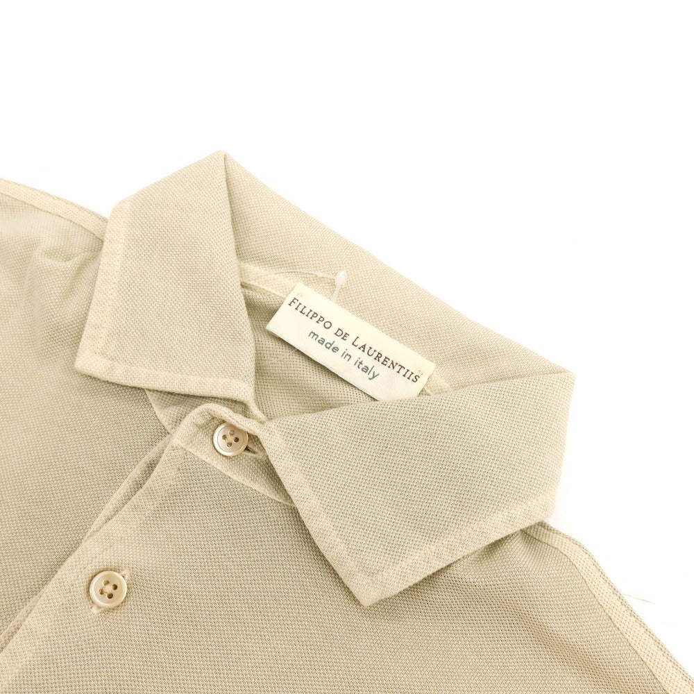 【中古】フィリッポ デ ローレンティス FILIPPO DE LAURENTIIS 製品染め 鹿の子 コットン 半袖ポロシャツ ベージュ【サイズ50】【 状態ランクB 】【 メンズ 】