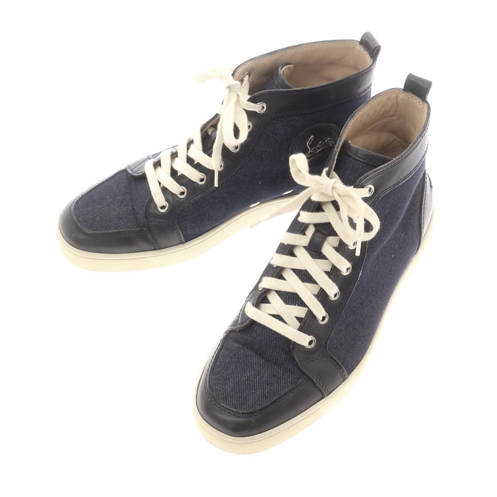 【中古】クリスチャンルブタン Christian Louboutin デニム×レザー ハイカットスニーカー ネイビー【サイズ41】【メンズ】 中古】クリスチャンルブタン Christian Louboutin デニム×レザー