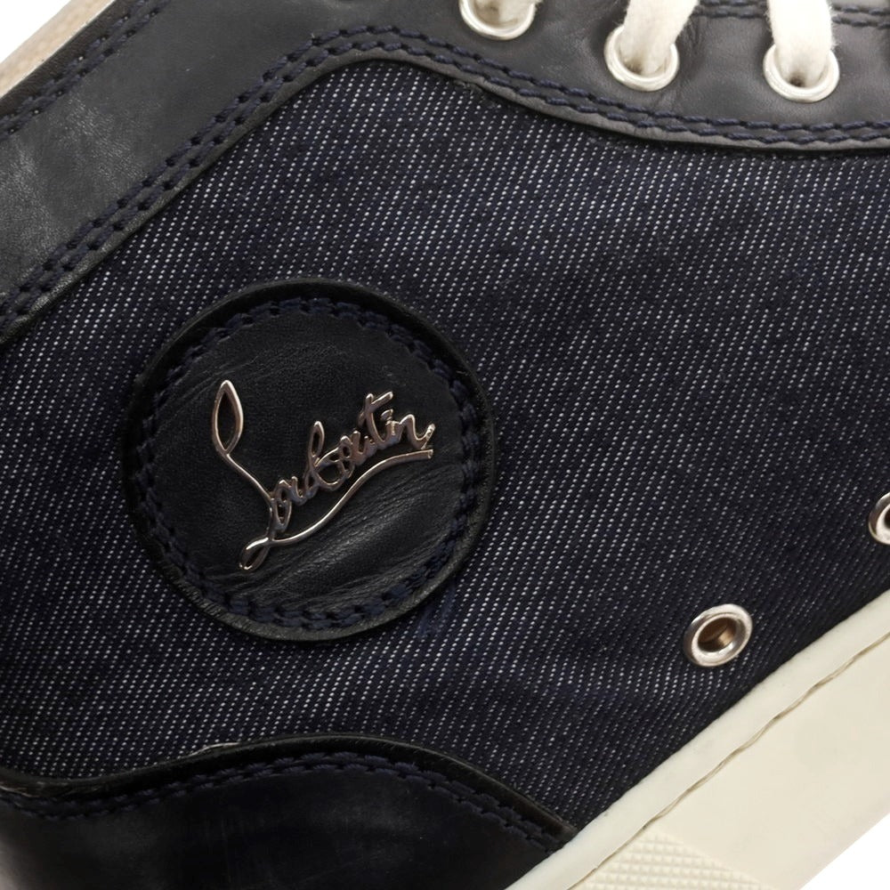 【中古】クリスチャンルブタン Christian Louboutin デニム×レザー ハイカットスニーカー ネイビー【 41 】【 状態ランクB 】【 メンズ 】