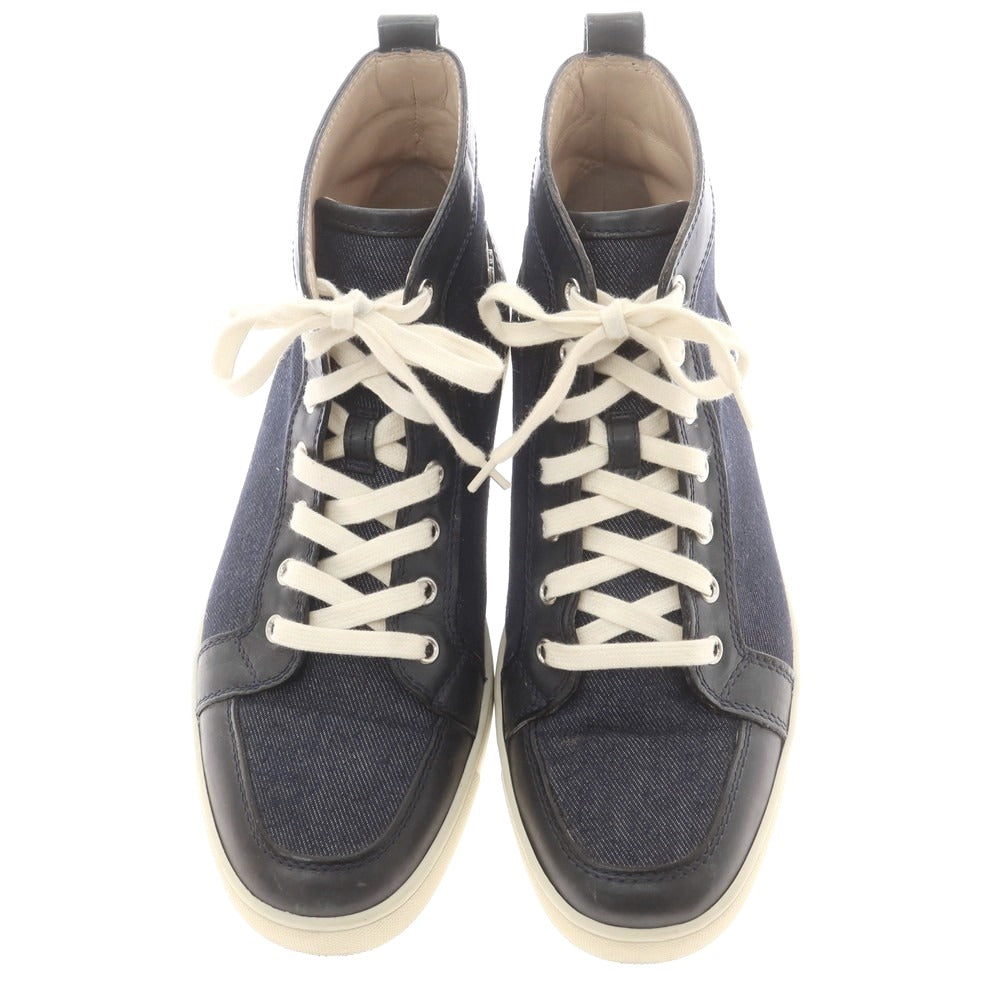 【中古】クリスチャンルブタン Christian Louboutin デニム×レザー ハイカットスニーカー ネイビー【 41 】【 状態ランクB 】【 メンズ 】