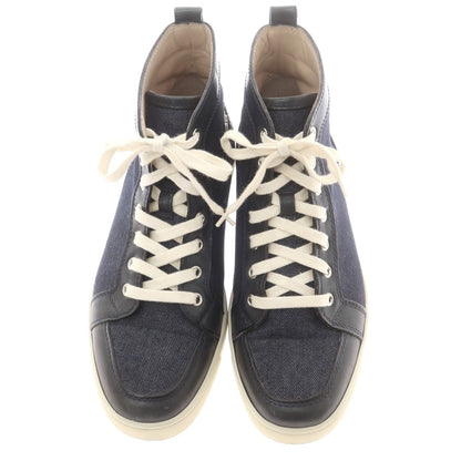 【中古】クリスチャンルブタン Christian Louboutin デニム×レザー ハイカットスニーカー ネイビー【 41 】【 状態ランクB 】【 メンズ 】