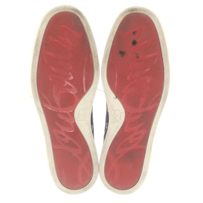 【中古】クリスチャンルブタン Christian Louboutin デニム×レザー ハイカットスニーカー ネイビー【 41 】【 状態ランクB 】【 メンズ 】