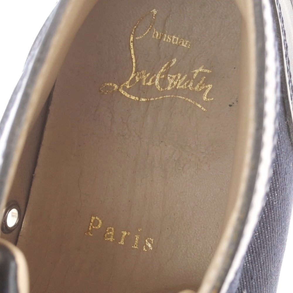 【中古】クリスチャンルブタン Christian Louboutin デニム×レザー ハイカットスニーカー ネイビー【 41 】【 状態ランクB 】【 メンズ 】