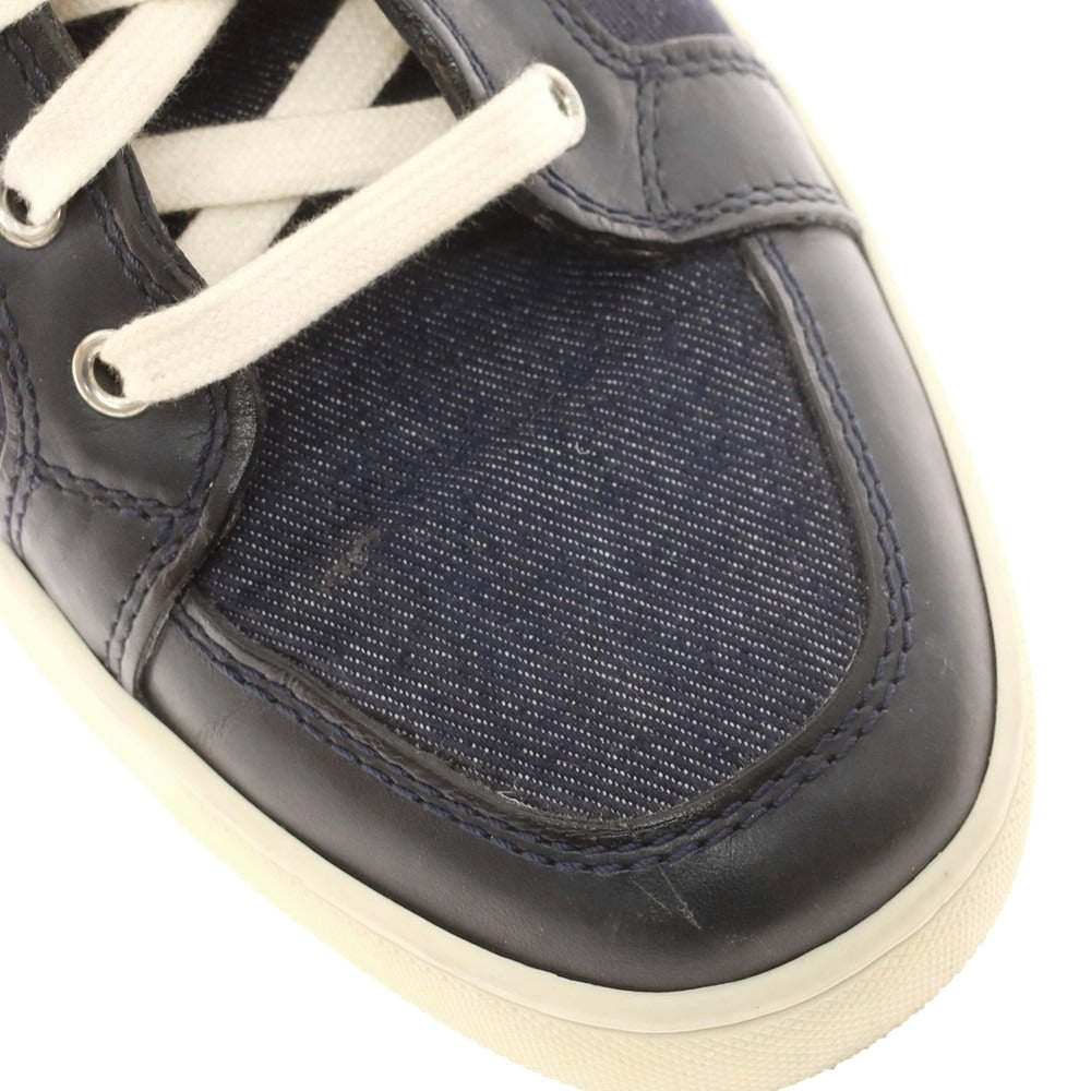 【中古】クリスチャンルブタン Christian Louboutin デニム×レザー ハイカットスニーカー ネイビー【 41 】【 状態ランクB 】【 メンズ 】