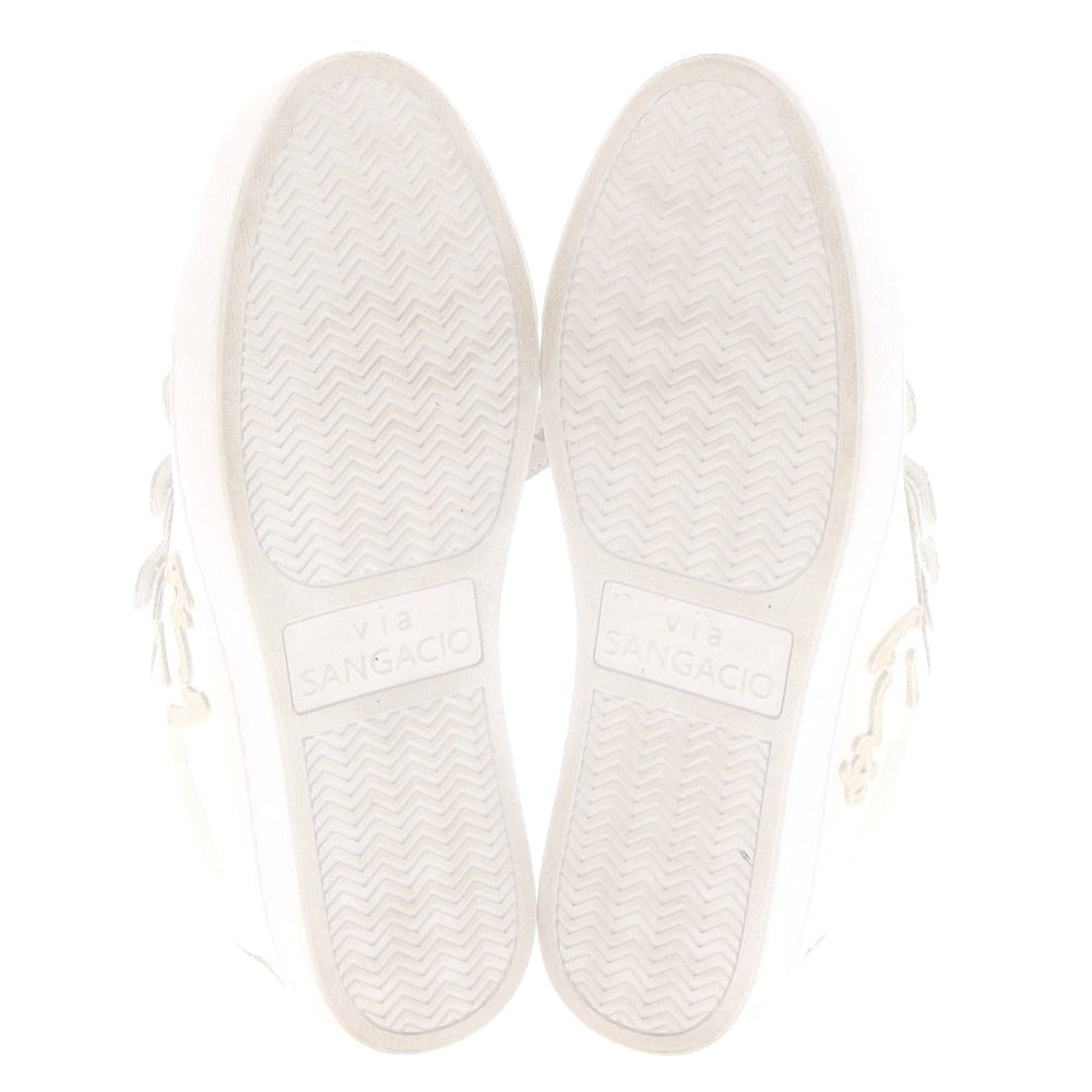 【中古】サンガッチョ Sangacio レザー ベルクロスニーカー オフホワイト【 25.5 】【 状態ランクB 】【 メンズ 】