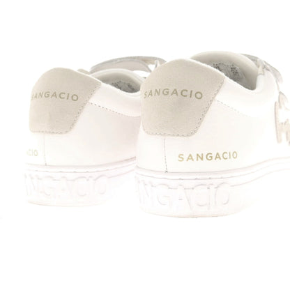 【中古】サンガッチョ Sangacio レザー ベルクロスニーカー オフホワイト【 25.5 】【 状態ランクB 】【 メンズ 】
