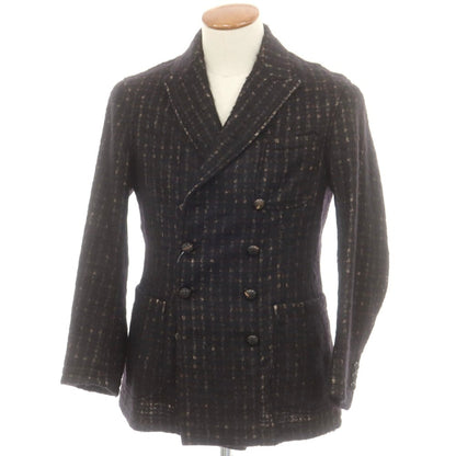 【中古】ザ ジジ THE GIGI コットンモヘヤウールナイロン チェック ダブル8B カジュアルジャケット ブラックxブラウン【 46 】【 状態ランクB 】【 メンズ 】