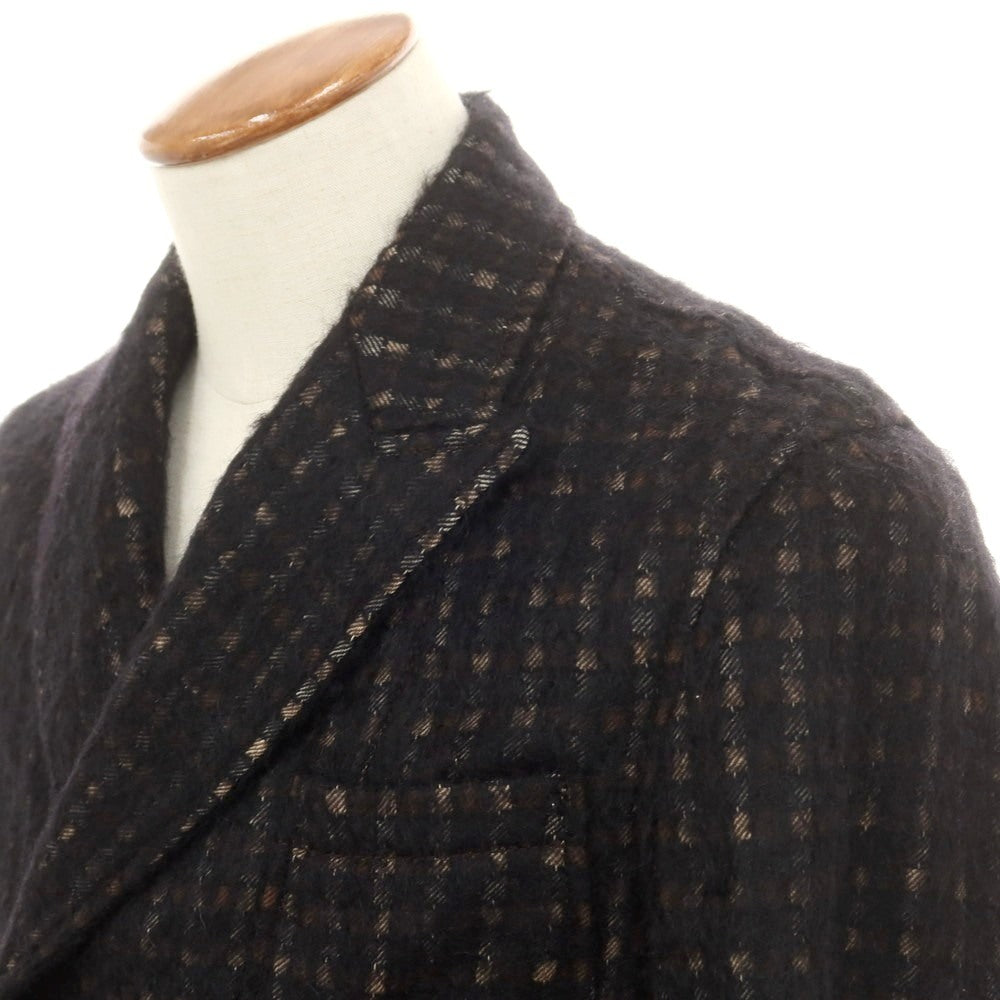 【中古】ザ ジジ THE GIGI コットンモヘヤウールナイロン チェック ダブル8B カジュアルジャケット ブラックxブラウン【 46 】【 状態ランクB 】【 メンズ 】