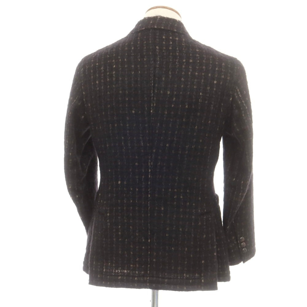 【中古】ザ ジジ THE GIGI コットンモヘヤウールナイロン チェック ダブル8B カジュアルジャケット ブラックxブラウン【 46 】【 状態ランクB 】【 メンズ 】