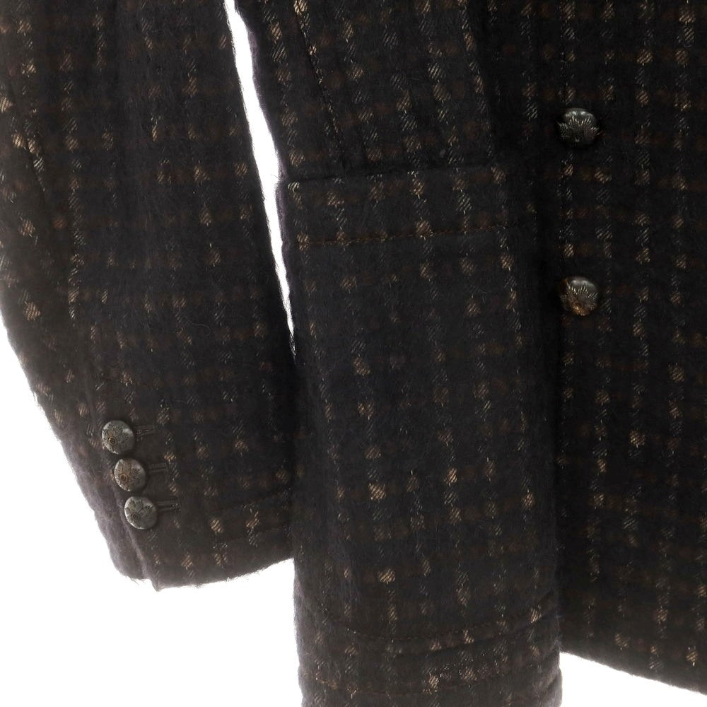 【中古】ザ ジジ THE GIGI コットンモヘヤウールナイロン チェック ダブル8B カジュアルジャケット ブラックxブラウン【 46 】【 状態ランクB 】【 メンズ 】