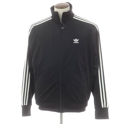 【中古】アディダス adidas ポリエステル スタンドカラー ジップアップ トラックジャケット ジャージ ブラックxホワイト【 XL（JPN） 】【 状態ランクB 】【 メンズ 】
