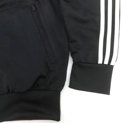 【中古】アディダス adidas ポリエステル スタンドカラー ジップアップ トラックジャケット ジャージ ブラックxホワイト【 XL（JPN） 】【 状態ランクB 】【 メンズ 】