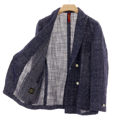 【中古】エルネスト ernesto GFB リネンウール ダブル カジュアルジャケット ネイビー×ホワイト【 50 】【 状態ランクB 】【 メンズ 】