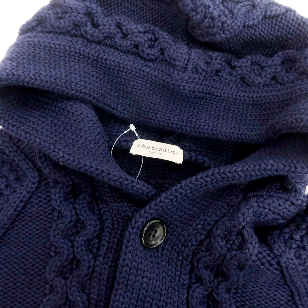 【中古】ロベルトコリーナ ROBERTO COLLINA ウール フーデッド カーディガン ライトネイビー【 48 】【 状態ランクB 】【 メンズ 】