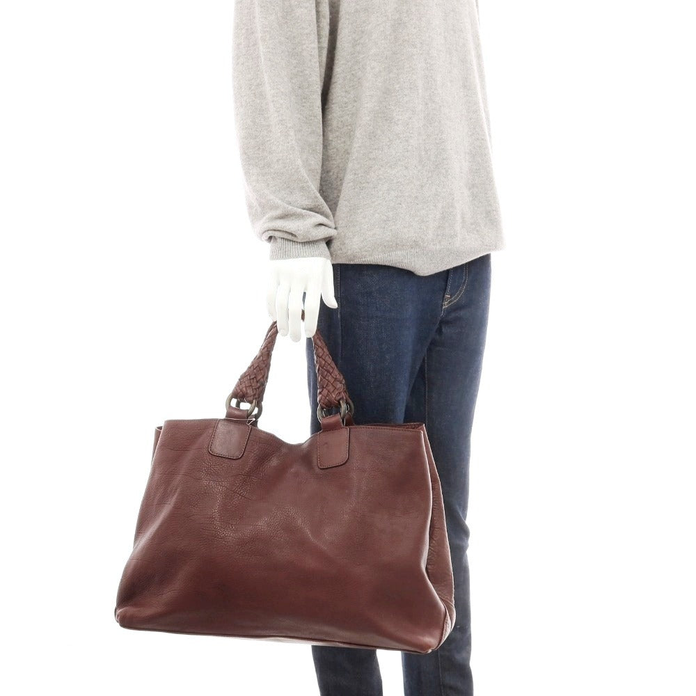 【中古】ファロルニ FALORNI レザー トートバッグ レッドブラウン【 状態ランクC 】【 メンズ 】