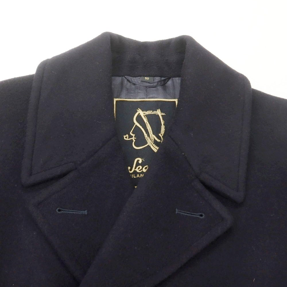 【中古】シーラップ Sealup GENOVA ウールカシミヤ ピーコート ダークネイビー【 50 】【 状態ランクA 】【 メンズ 】